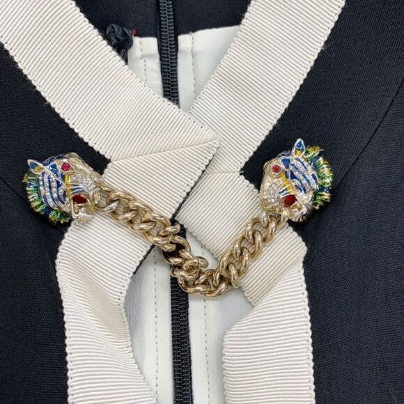 Gucci One Piece Black Ivory Black Gold Taiga Chain Belt Short Sleeve Unused - Picture 5 of 9